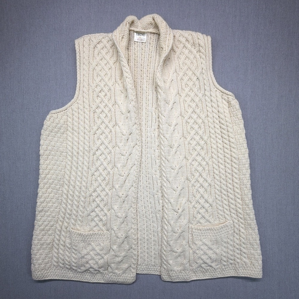 Kilronan Knitwear Womens Cream Wool Long Sleeve Cardigan Sweater Size 2XL